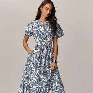 Anthropologie Somerset Maxi- Blue and White Fern- Barely Worn- Size M